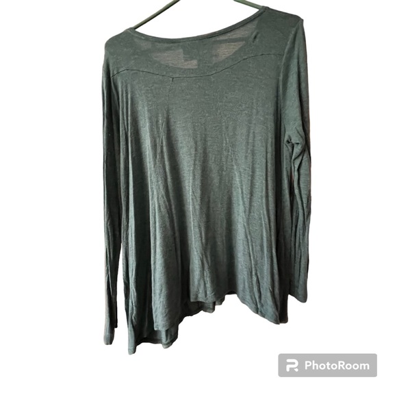 CABI size medium A-line tunic style long sleeve shirt, teal-muted blue/green - Picture 2 of 3